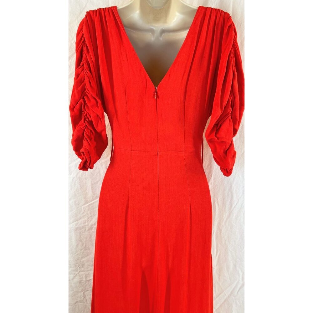 Nicholas Red Gathered Sleeve Midi Dress $698 - Picture 6 of 12